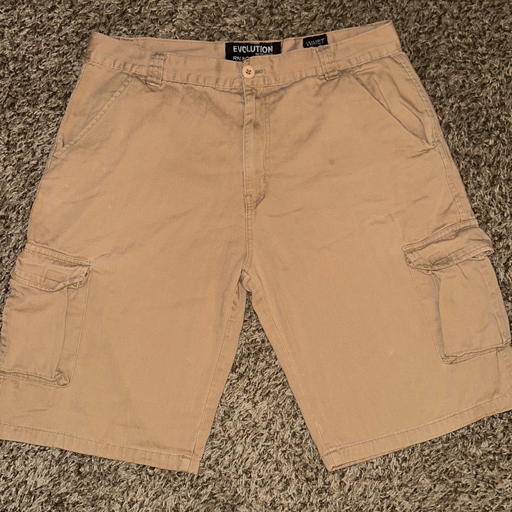 “Evolution” Tan Cargo Shorts